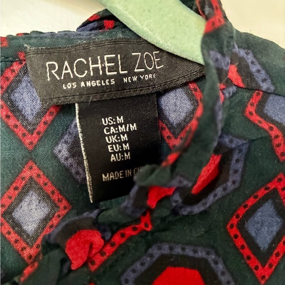 Rachel Zoe Red and Black Geometric Blouse - Picture 3 of 3